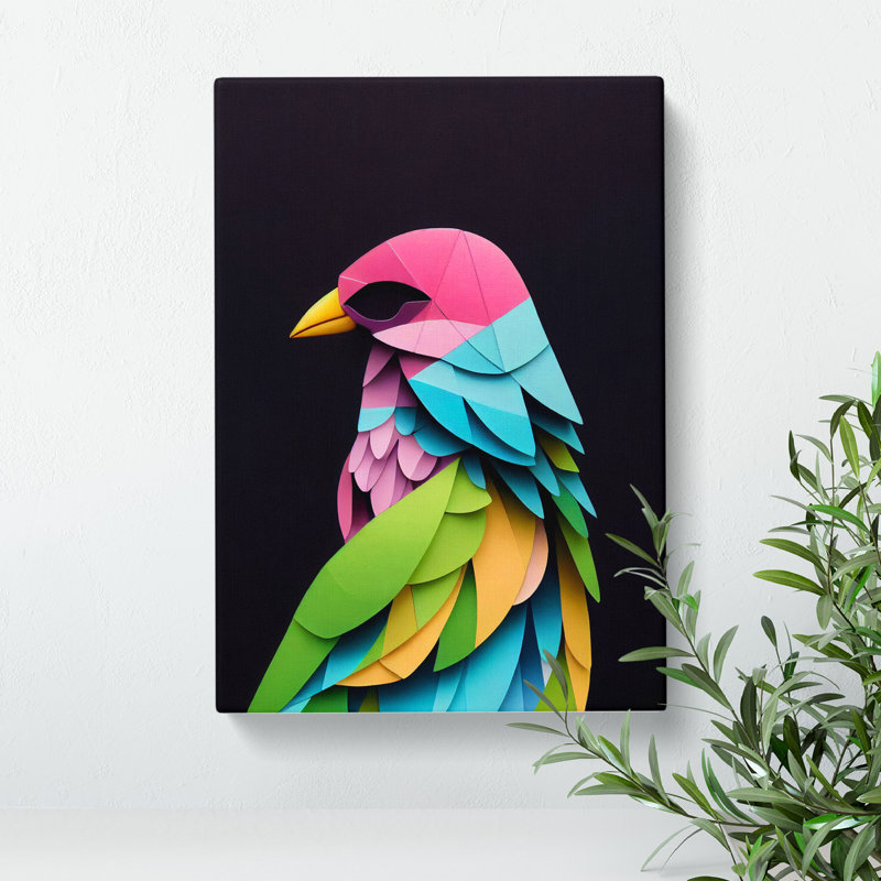 XV1022-3397X Paper Bird Abstract - Print, Wrapped Canvas, No Matte, 50cm H x 35cm W