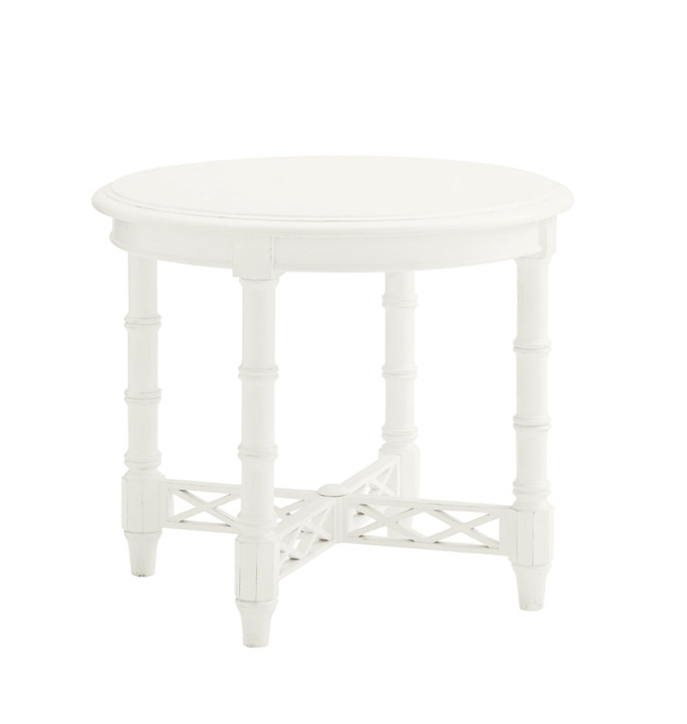 White Round Transitional Wood Lamp Table