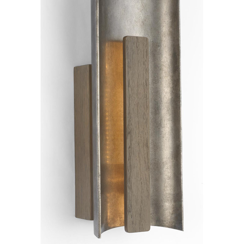 Anne-Marie Barton Remi 18" Sconce, Mottled Pewter/Warm Walnut