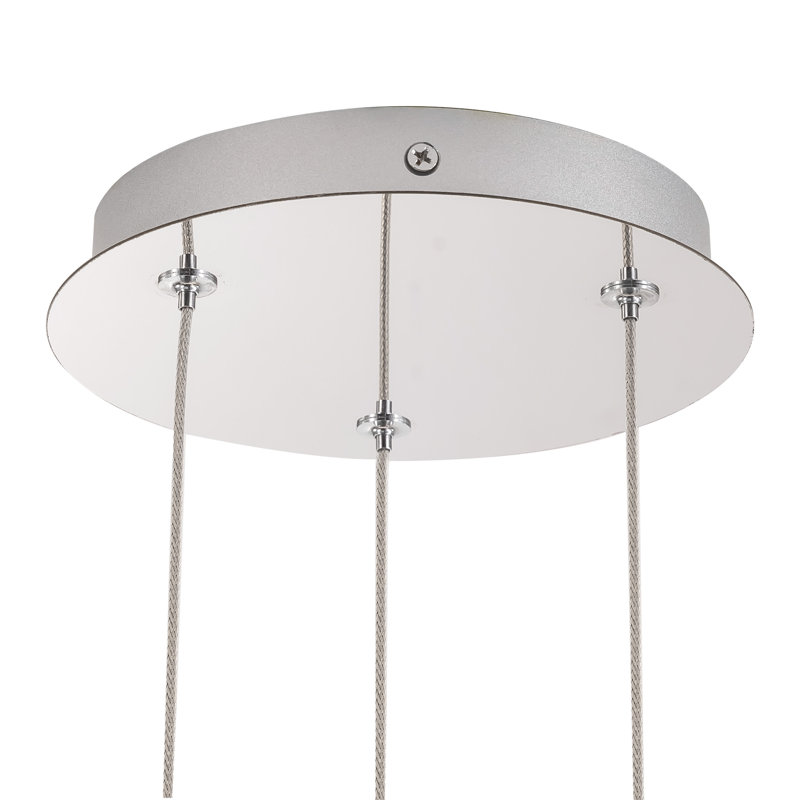 Akoya 48 Light Silver dimmable LED Chandelier, 3 Head Chandelier, Chrome-RT