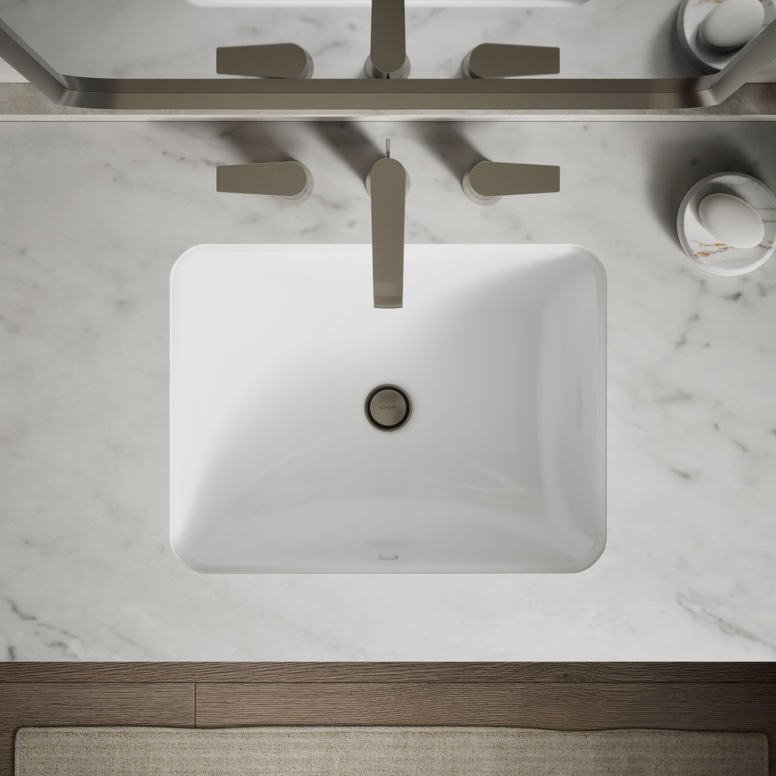 Caxton Kohler Rectangle 20-1/4" Undermount Bathroom Sink with Overflow, White