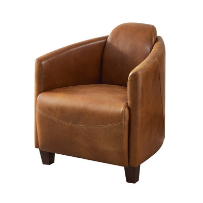 Clubhouse Genuine Leather Lounge Barrel Chair by Hokku Designs