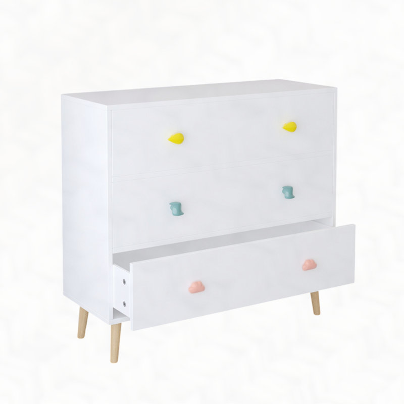 Kids 3 Drawer Dresser, Baby Nightstand for Bedroom, Storage Cabinet for Toddler Child for Living Room, Toddler Room, Nursery, Closet, Apartment 
