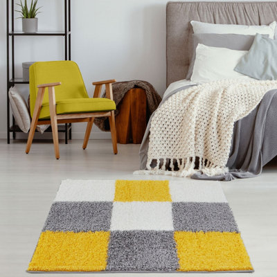 Myshaggy Collection Rugs Geometric Design in Yellow