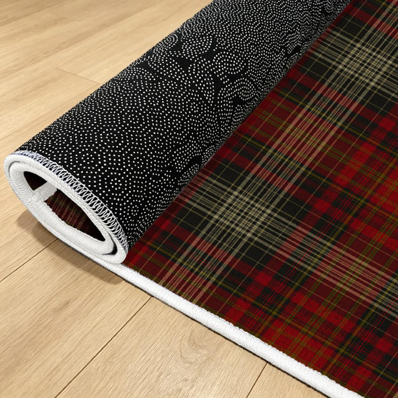 Cream Plaid Christmas Tartan Autumn Brown Fall Holiday Beige Black Brass Machine Washable Indoor Area Rug