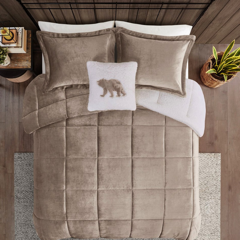 Très grand à l'édredon - bourre, taupe et chevauchement 3 po, bourre 6d, Taupe / ivoire
