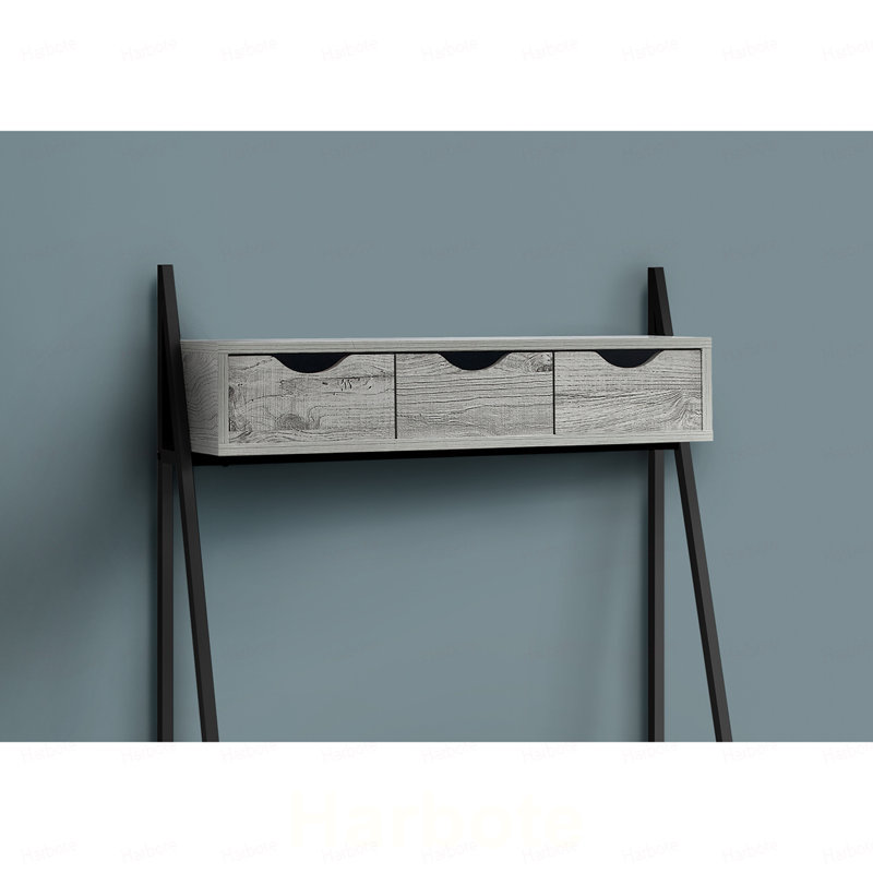 Bureau d'ordinateur, bureau à domicile, pour ordinateur portable, inclinable, tiroirs de rangement, 81 cm (32 po), plateau en stratifié gris, structure en métal noir