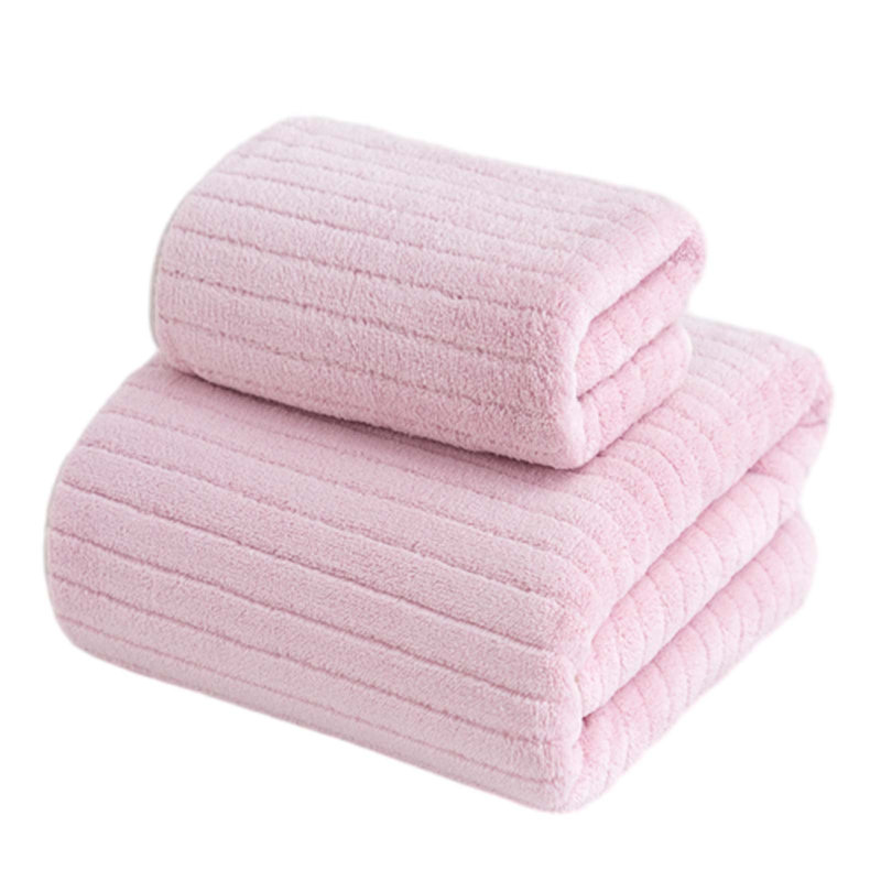 Soft Velvet 2 Piece Bath And Face Towel Set, Highly Absorbent Comfortable Towels For Home And Gym, 55.1x27.6in Pink, Pink