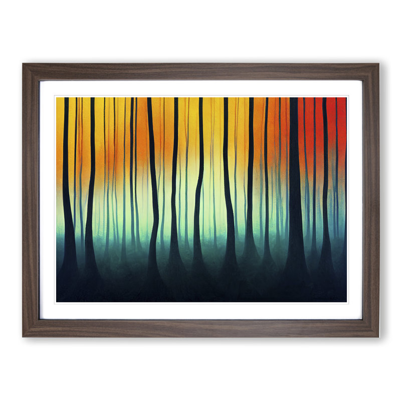 Admirable Abstract Forest - Framed Print, 34cm H x 46cm W x 2cm D, Walnut