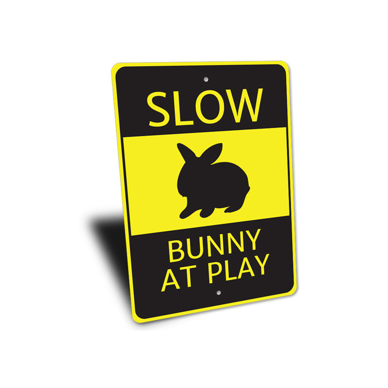 Panneau en aluminium Bunny At Play, H 14 po x l 10 po x P 0,04 po