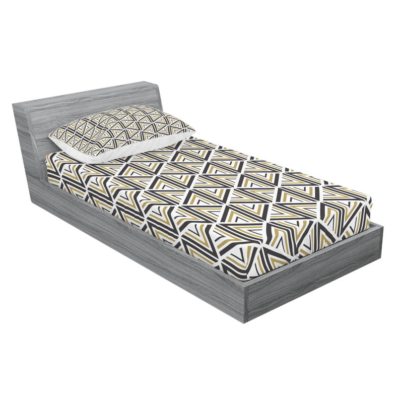 Microfiber Geometric Sheet Set, Twin Sheet Set with 1 Pillowcase