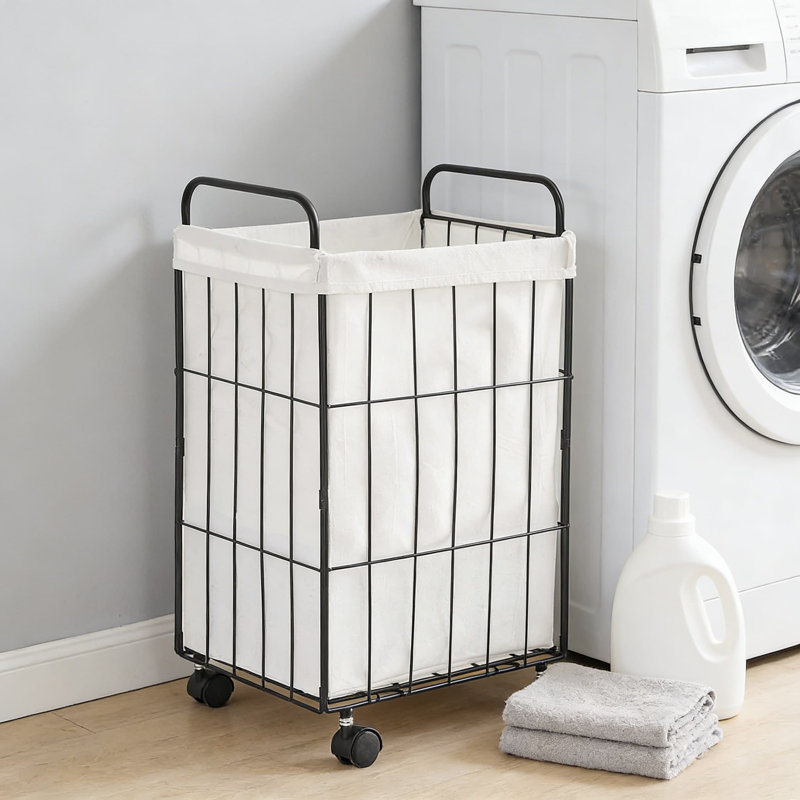 Heavy-Duty Rolling Laundry Hamper With Lockable Wheels And Detachable Liner - Folding Storage Basket With Handles For Clothes, Toys, And Home Organization