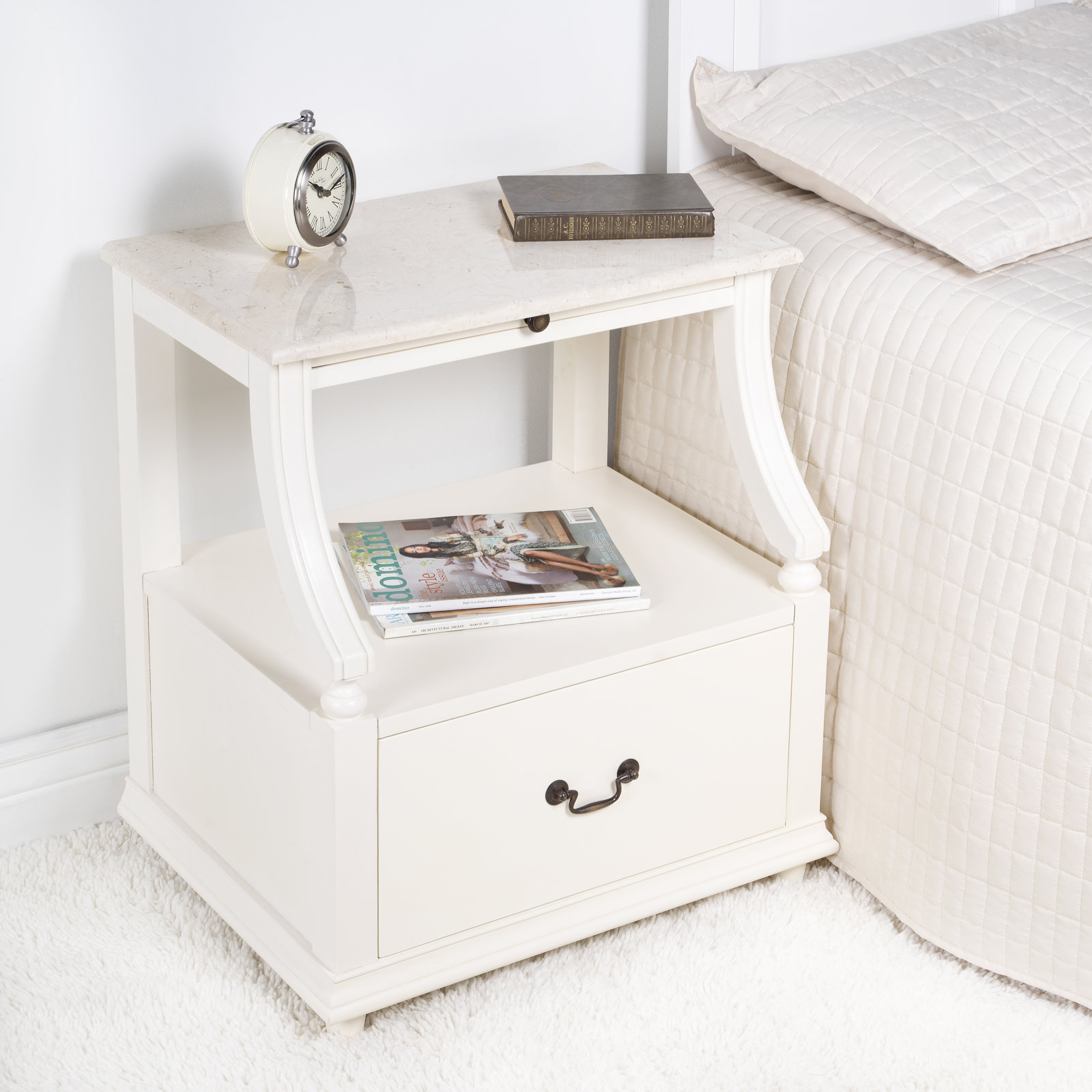 Aberdale Mahogany Nightstand, White