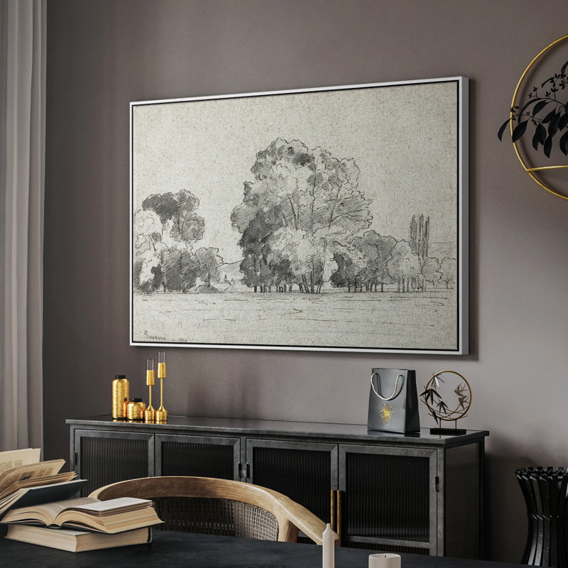 Paysage rétro - Mxii, Toile encadrée flottée blanche, H 17 po x l 25 po x P 2 po
