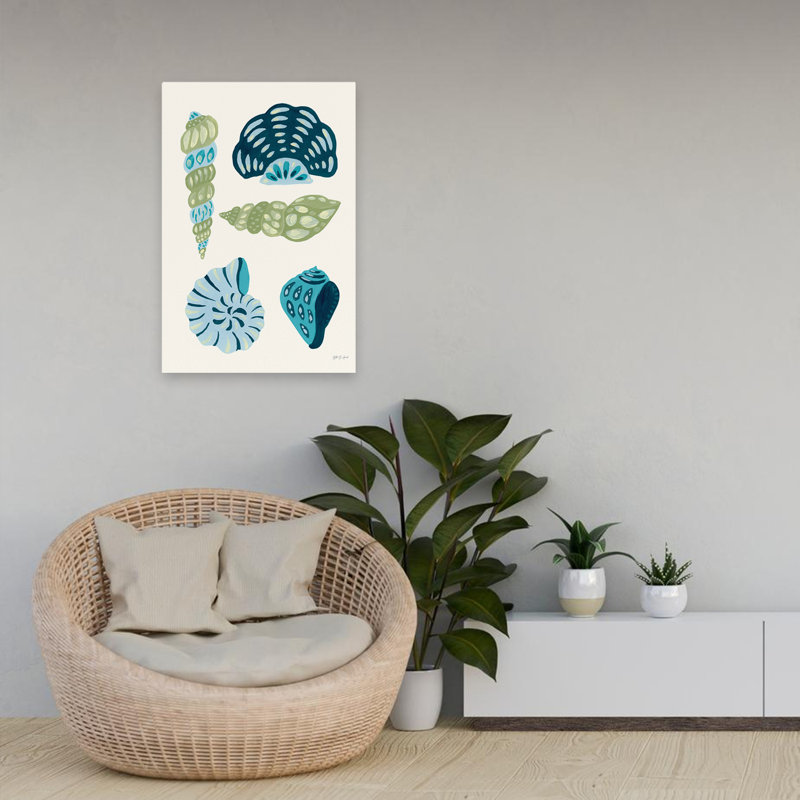 My Tropical Shell Collection II Coastal; Nautique; Conque tropical bleu côtier, H 24 po x l 16 po