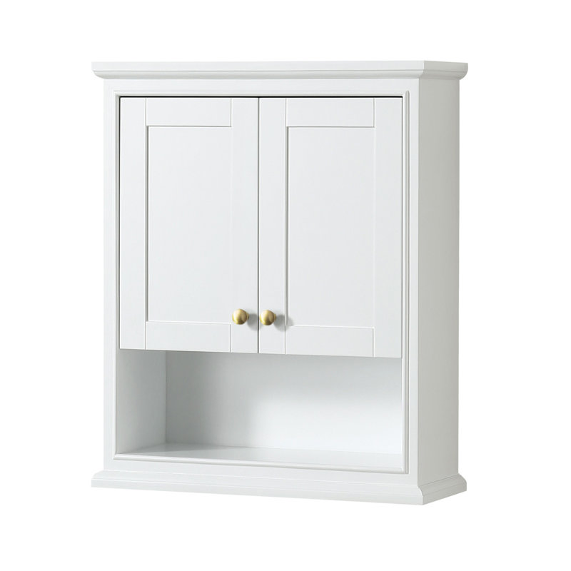 Deborah Bathroom Storage, White/Brushed Gold Trim