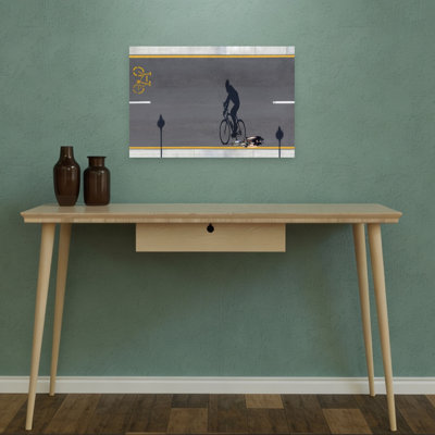 «Overhead Cyclist Shadow Abstract Contemporary Urban Landscape», reproduction d'art mural