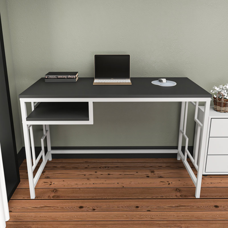 Marquala 120cm Wide Metal Frame Computer Desk, Black/White