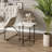 Set of 2 Pcs Marble Effect Tops Round Side End Coffee Table Metal Frame-474683209