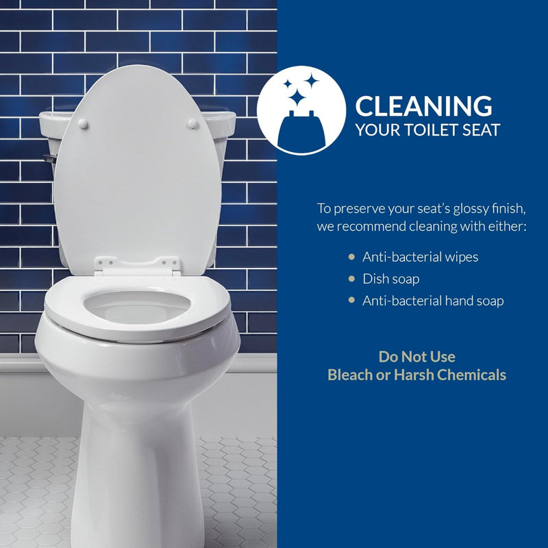 Bemis 1500EC Toilet Seat with Easy Clean & Change Hinges, Durable Wood, Cotton White,  Round
