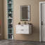 Meuble-lavabo mural flottant avec lavabo, avec système de fermeture en douceur, deux grands tiroirs et une ligne de décoration pour un rangement organisé et un décor moderne