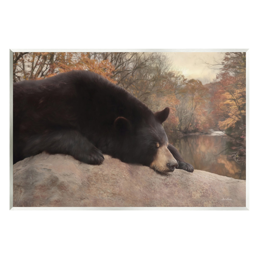 Resting Bear Autumn Foliage Lake Floater Canvas Wall Art By Lori Deiter Stupell Industries 