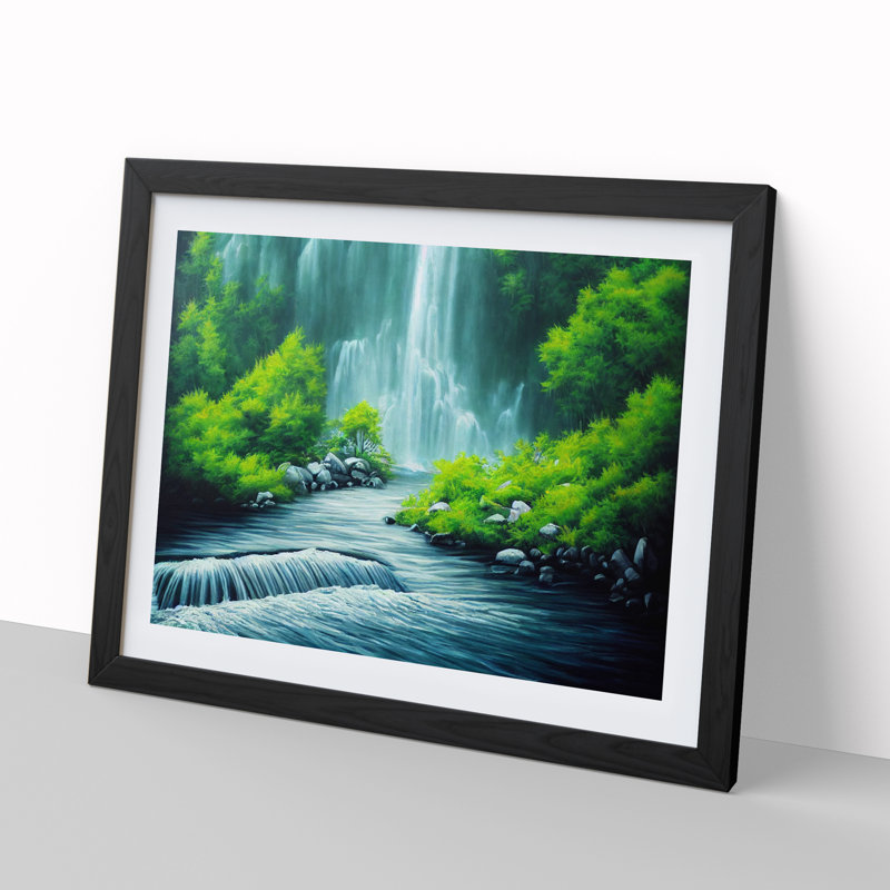 Waterfall Vol.3 - Single Picture Frame Print, Black, 46cm H x 64cm W