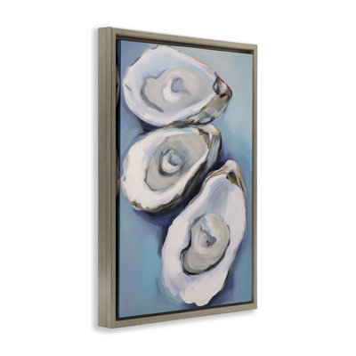 Toile flottante encadrée Oyster Seashell Trio par Petal Prints Design