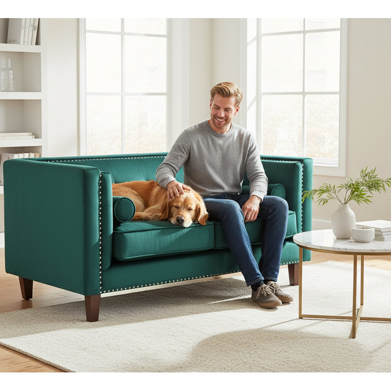 Causeuse capitonnée Chesterfield, Green Polyester