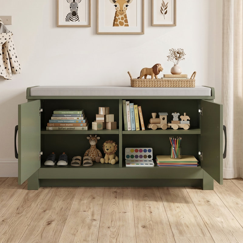2 Door Shoe Storage Bench, Kale Green