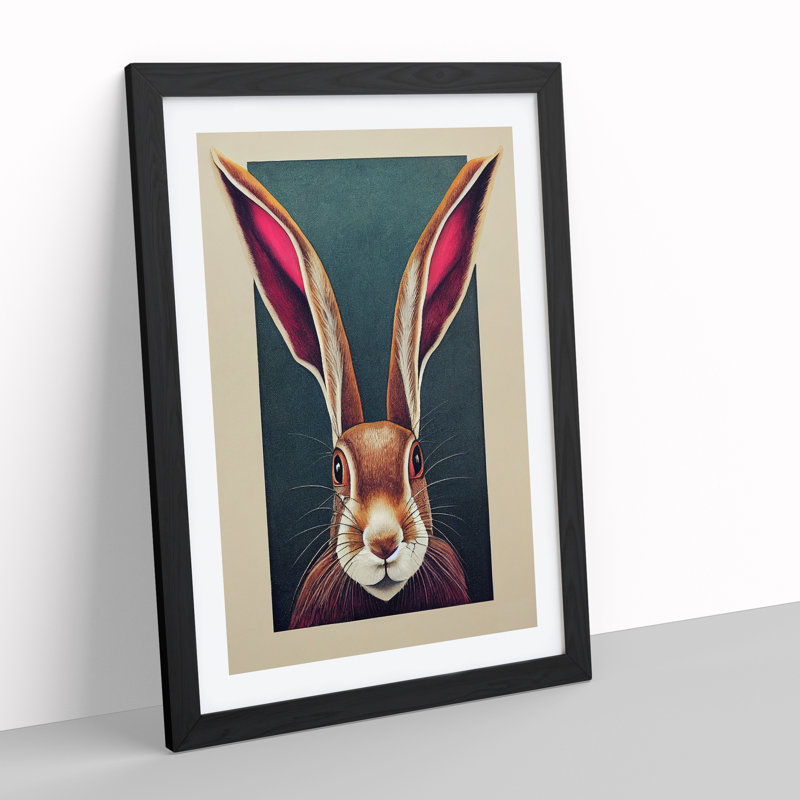 View of a Hare - Framed Print, Black, 46cm H x 34cm W x 2cm D