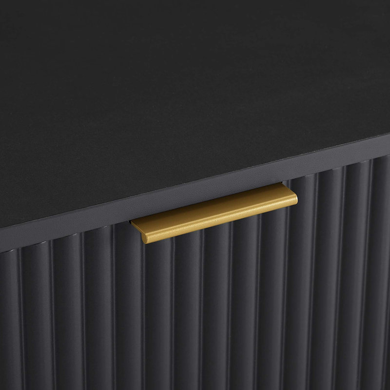 Dumbo 20" Fluted Nightstand In Black (1-Drawer), Black/Gold