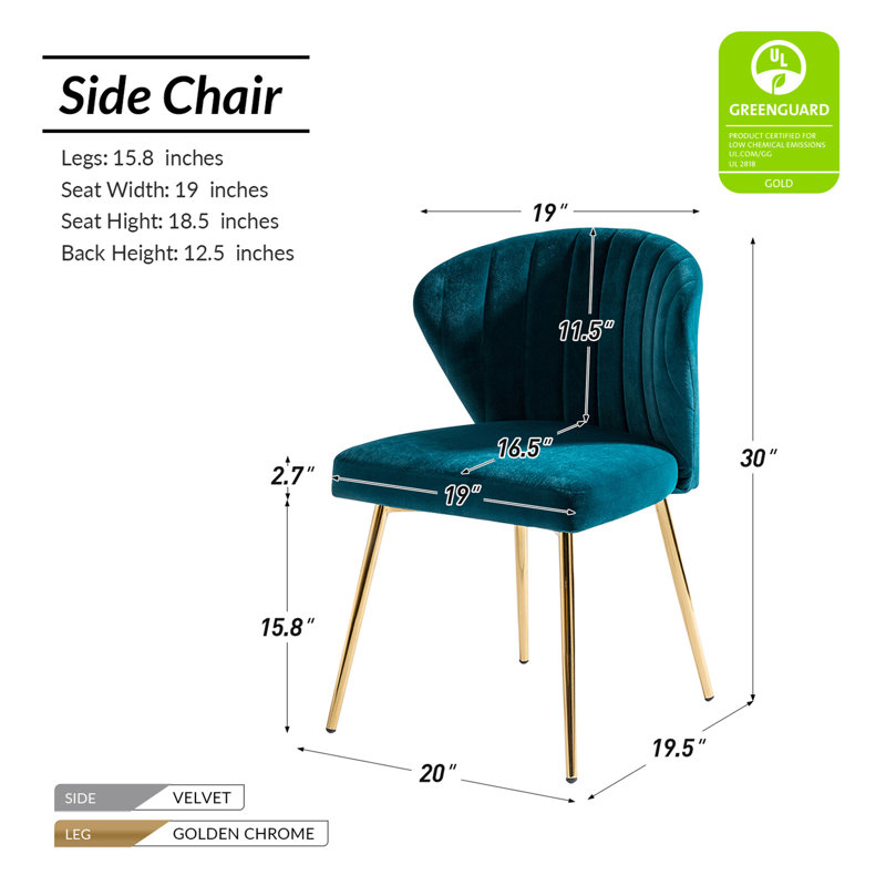 Chaise à oreilles Leona, Velours sarcelle