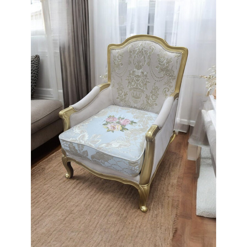 Fauteuil en velours l 30 pouces Zaylee, Light Blue Velvet