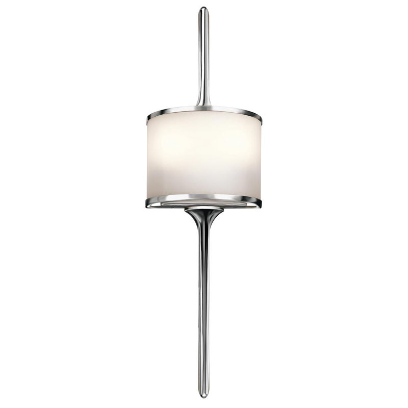 Charlee Glass Flush Mounted Sconce, 55.9cm H x 16.5cm W x 9.8cm D, Polished Chrome