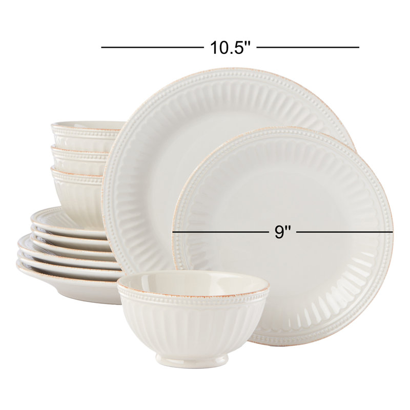 Lenox French Perle Groove 12-Piece Plate & Bowl Set, White