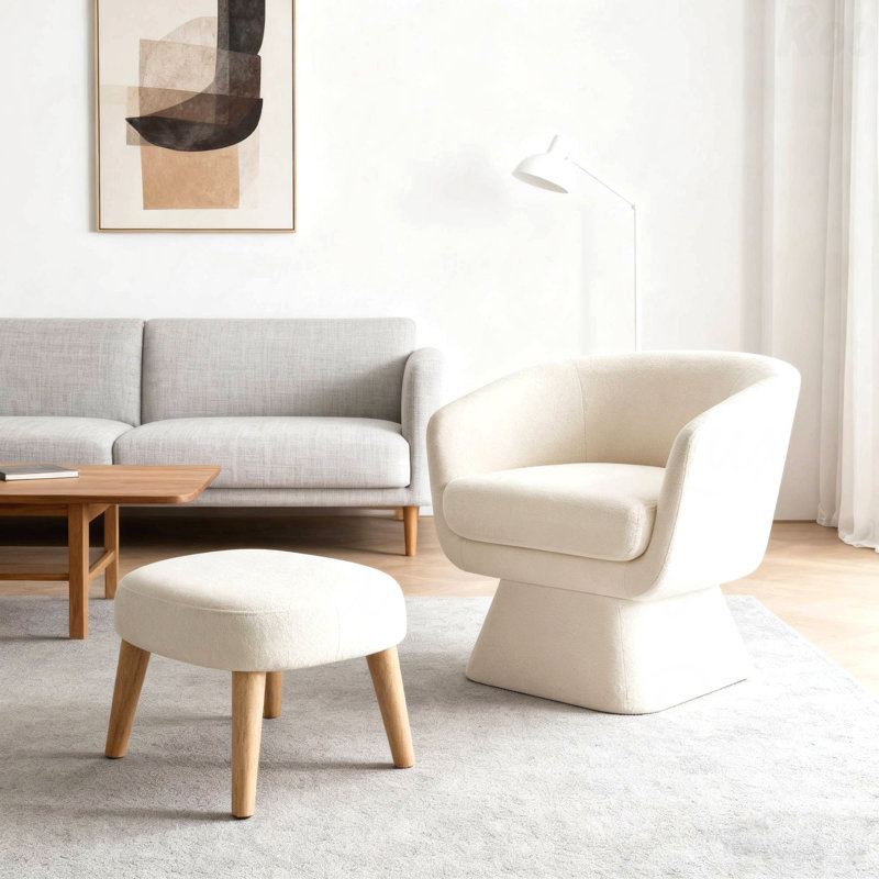 Lazy Chair With Ottoman, Modern Style Relaxed Style Accent Chair, Leisure Fabric Upholstered Sofa Chair Reading Style Accent For Cozy Living Rooms Chair With Footrest For Small Space, Corner Chair