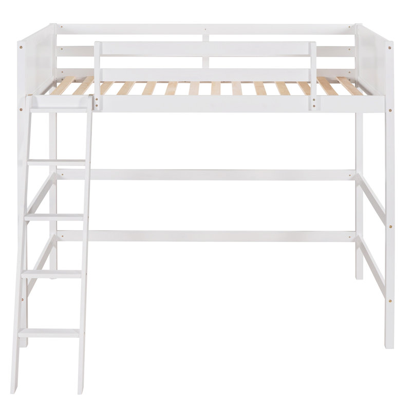 Solid Wood Twin Size Loft Bed With Ladder, White