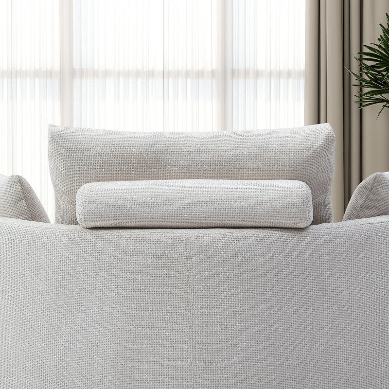 Upholstered Foldable Sleeper Sofa Bed, Beige Linen