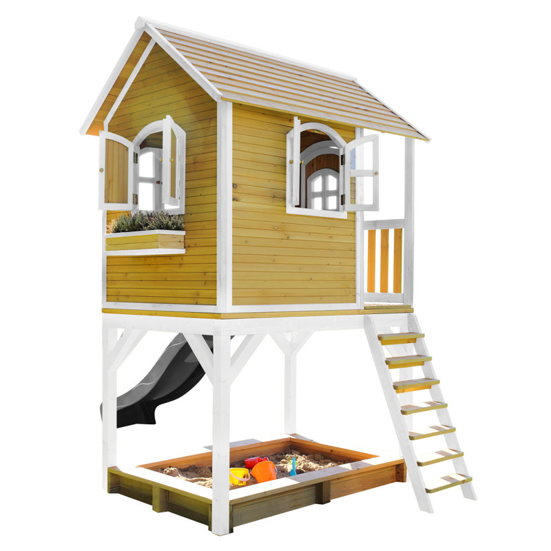 AXI 370cm W x 191cm D Outdoor Hemlock Wood Playhouse, Brown/White/Grey