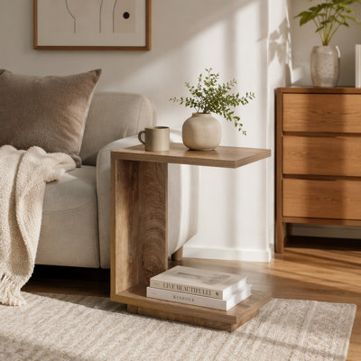 Table de bout en C, table de chevet en bois