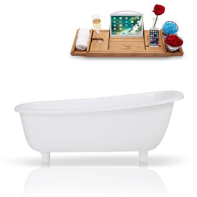 63" x 29" Freestanding Soaking Solid Surface Bathtub