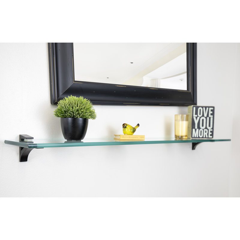 Tablette murale en verre Electra, Noir, H 2,86 po x l 60 po x P 6,5 po