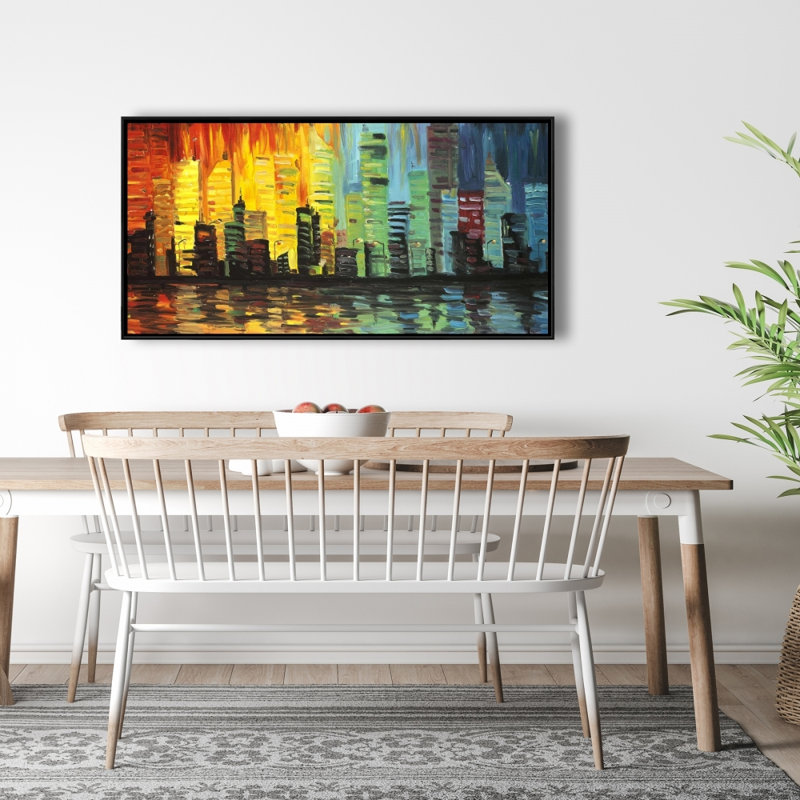 City with color tones - 24"x48" Framed canvas