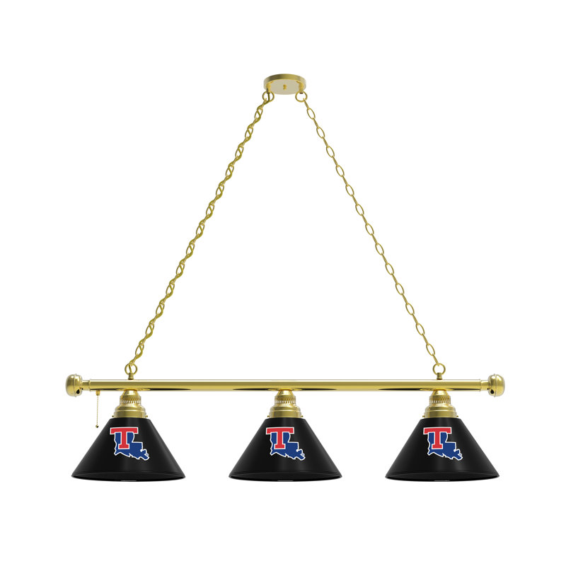 3 - Light Pool Table Lights Pendant, Brass, Louisiana Tech Bulldogs