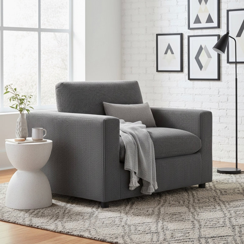 Fauteuil en velours côtelé Chelsea, Gris
