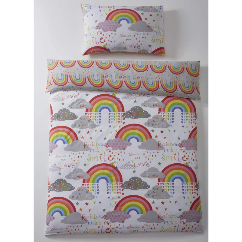 Lucille Happy Rainbow Duvet Cover Set, 200 x 200cm Duvet Cover + 2 Standard Pillowcases