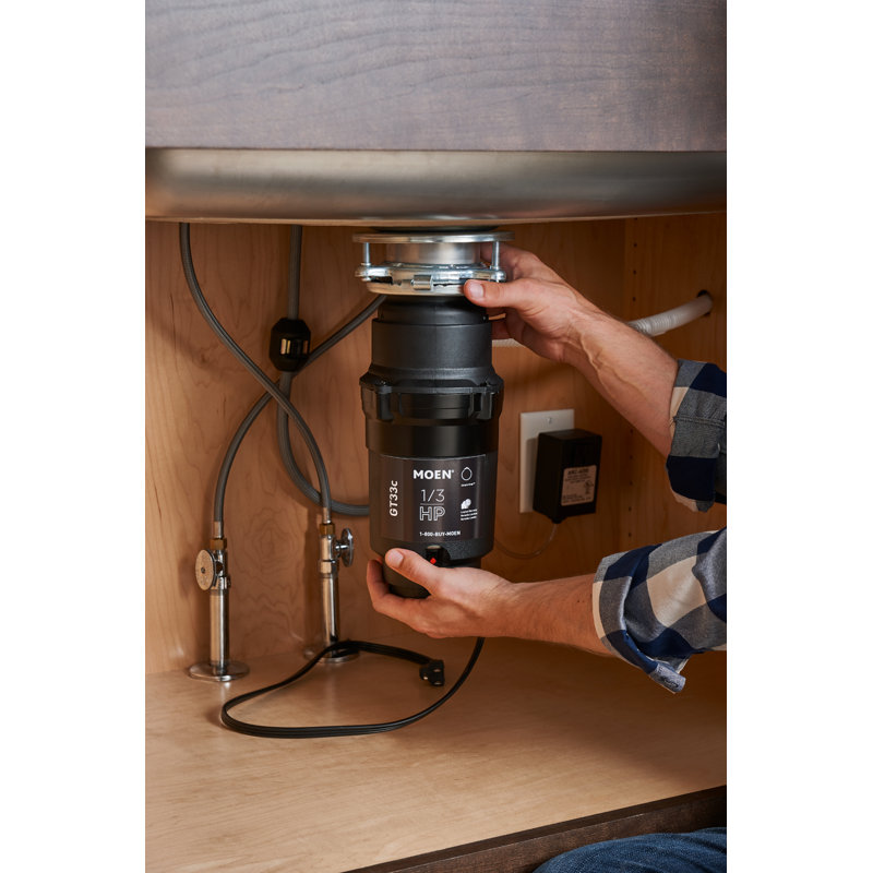 Lite Series 1/3 Horsepower Continous Feed Garbage Disposal Featuring Fast Track Technology, Power Cord Included