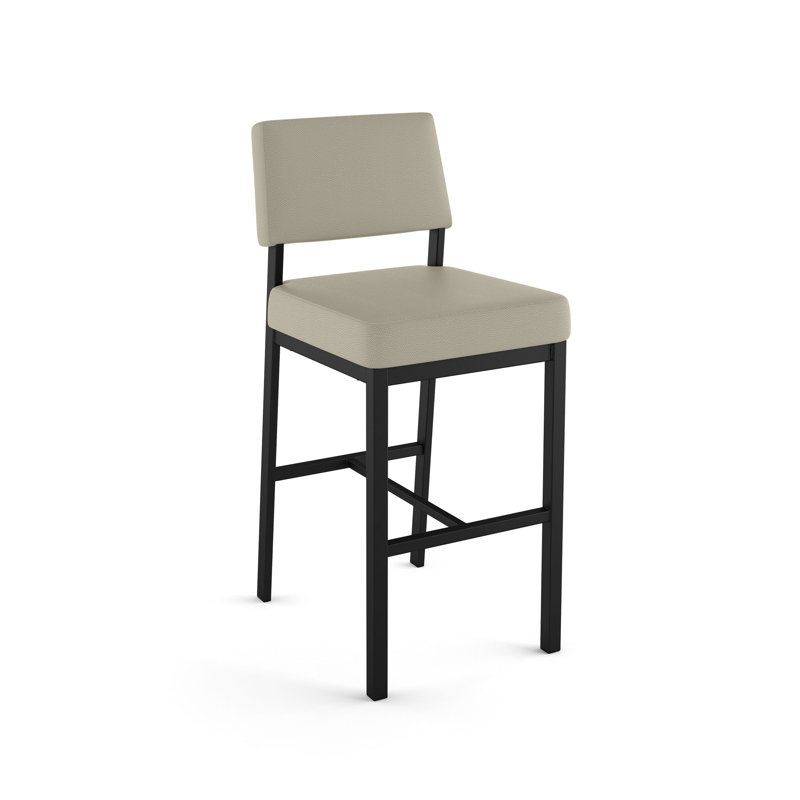 Amisco Avery Counter & Bar Stool, Counter Stool (26.25" Seat Height), Greige Faux Leather, Black