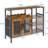 Brown Small Sideboard And Buffet Cabinet With Mesh Door And Detachable Wine Rack